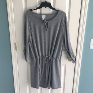 Drawstring casual mini dress with pockets.